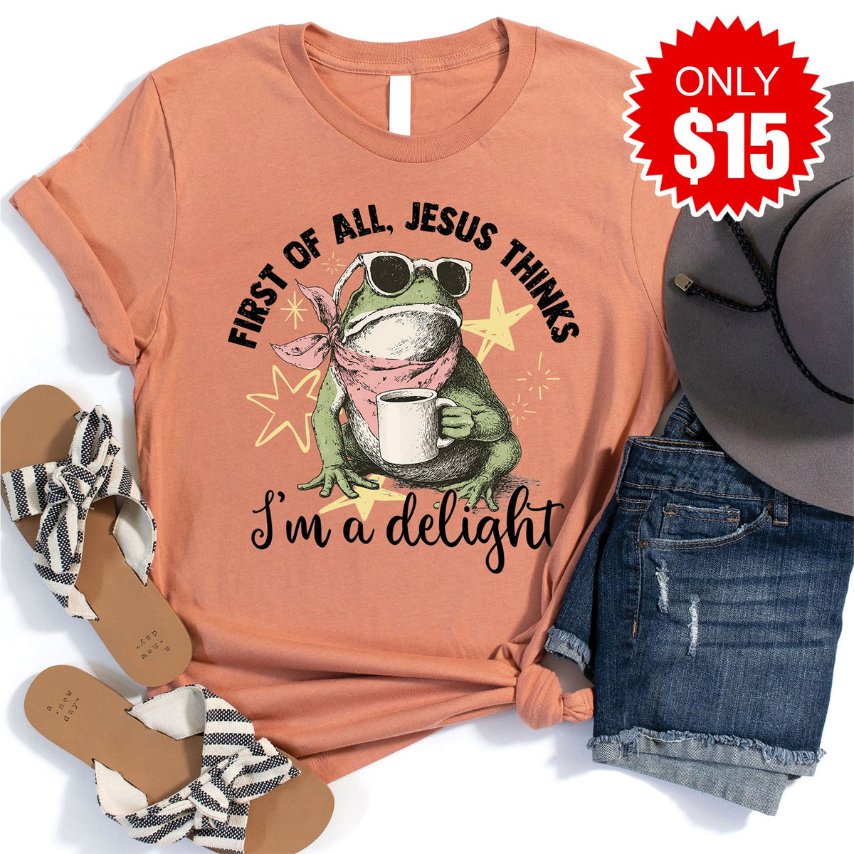 Jesus Thinks I'm a Delight Tee - Heather Terracotta - 15 product image 1