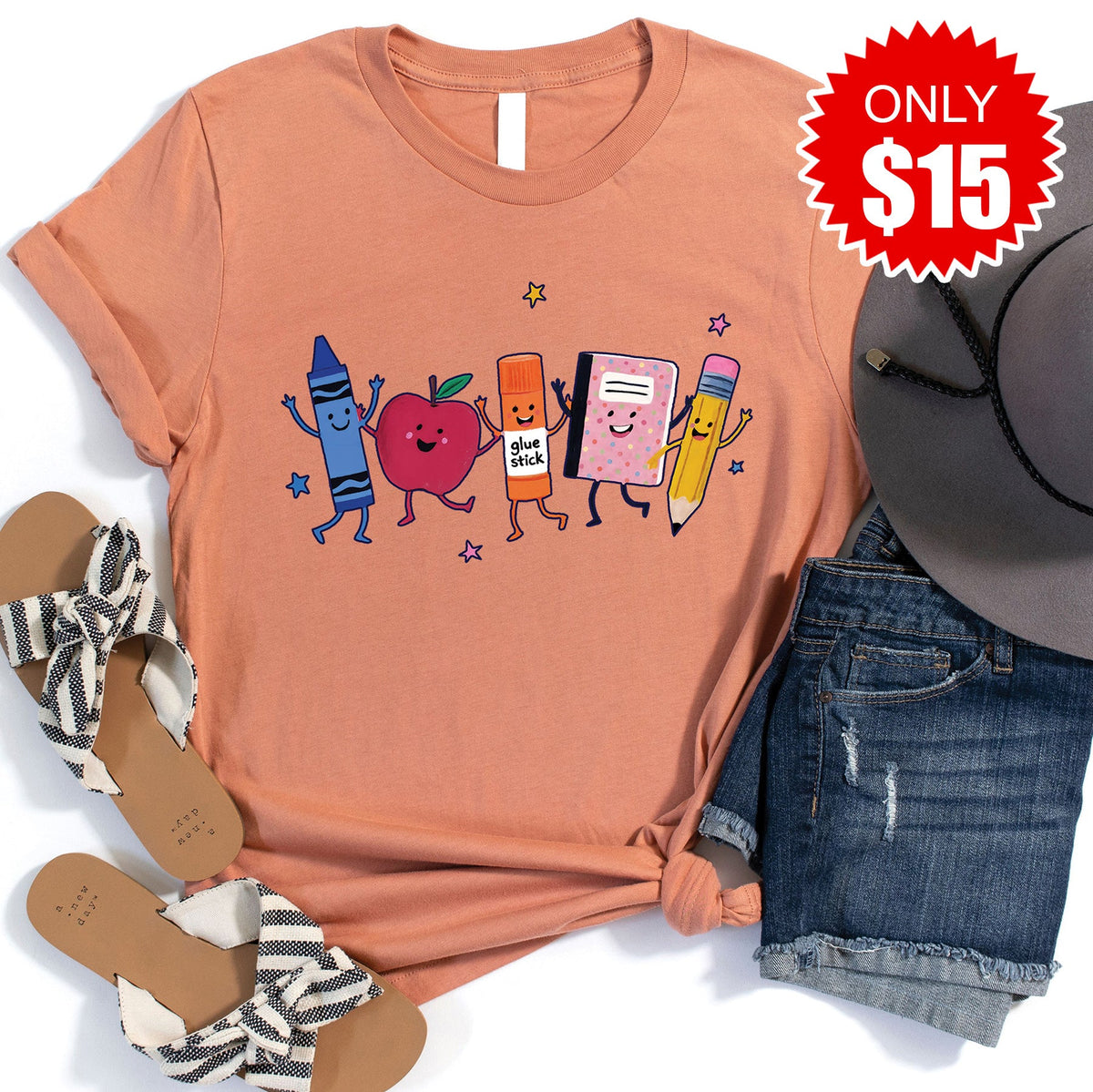 School Supplies Tee - Heather Terracotta - 15 product image 1