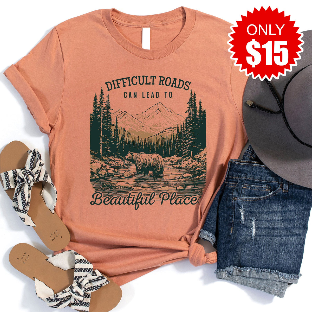 Beautiful Places Tee - Heather Terracotta - 15 product image 1