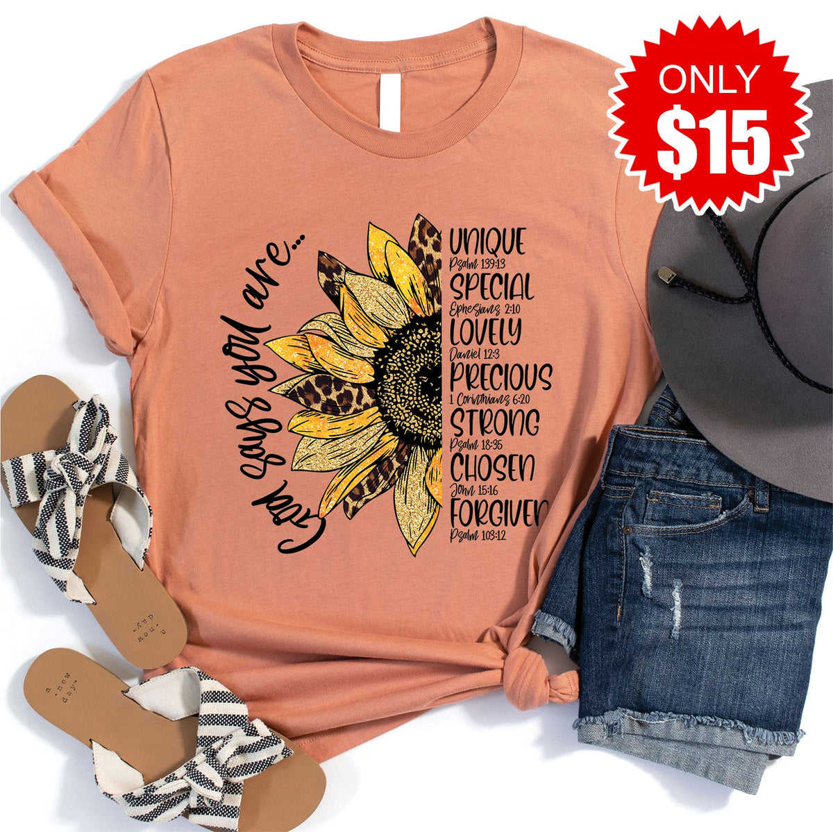 God Says Sunflower Tee - Heather Terracotta - 15 product image 1