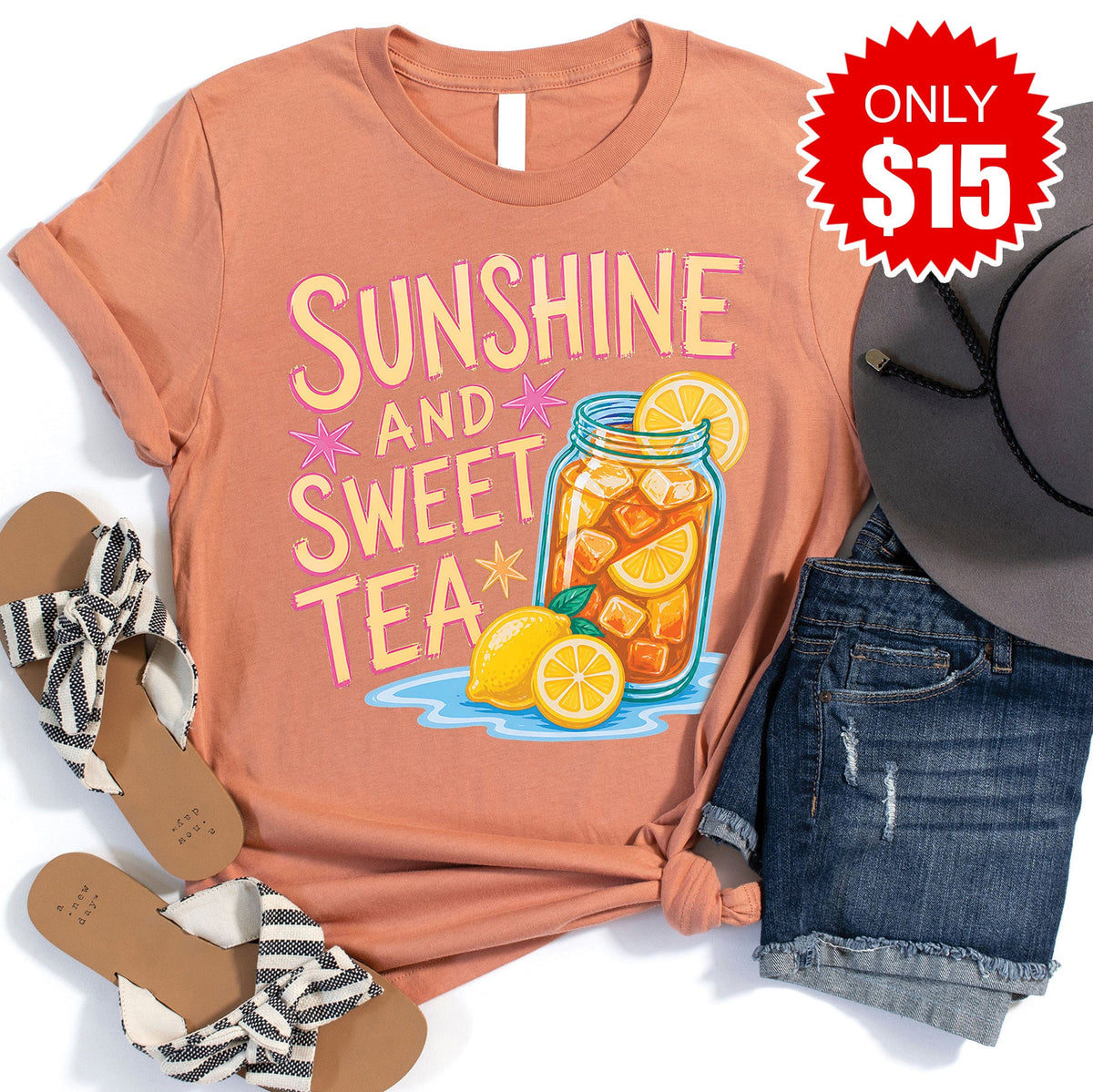 Sunshine and Sweet Tea Tee - Heather Terracotta - 15 product image 1