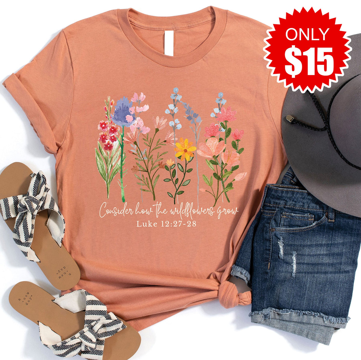 Wild Flowers Grow Tee - Heather Terracotta - 15 product image 1