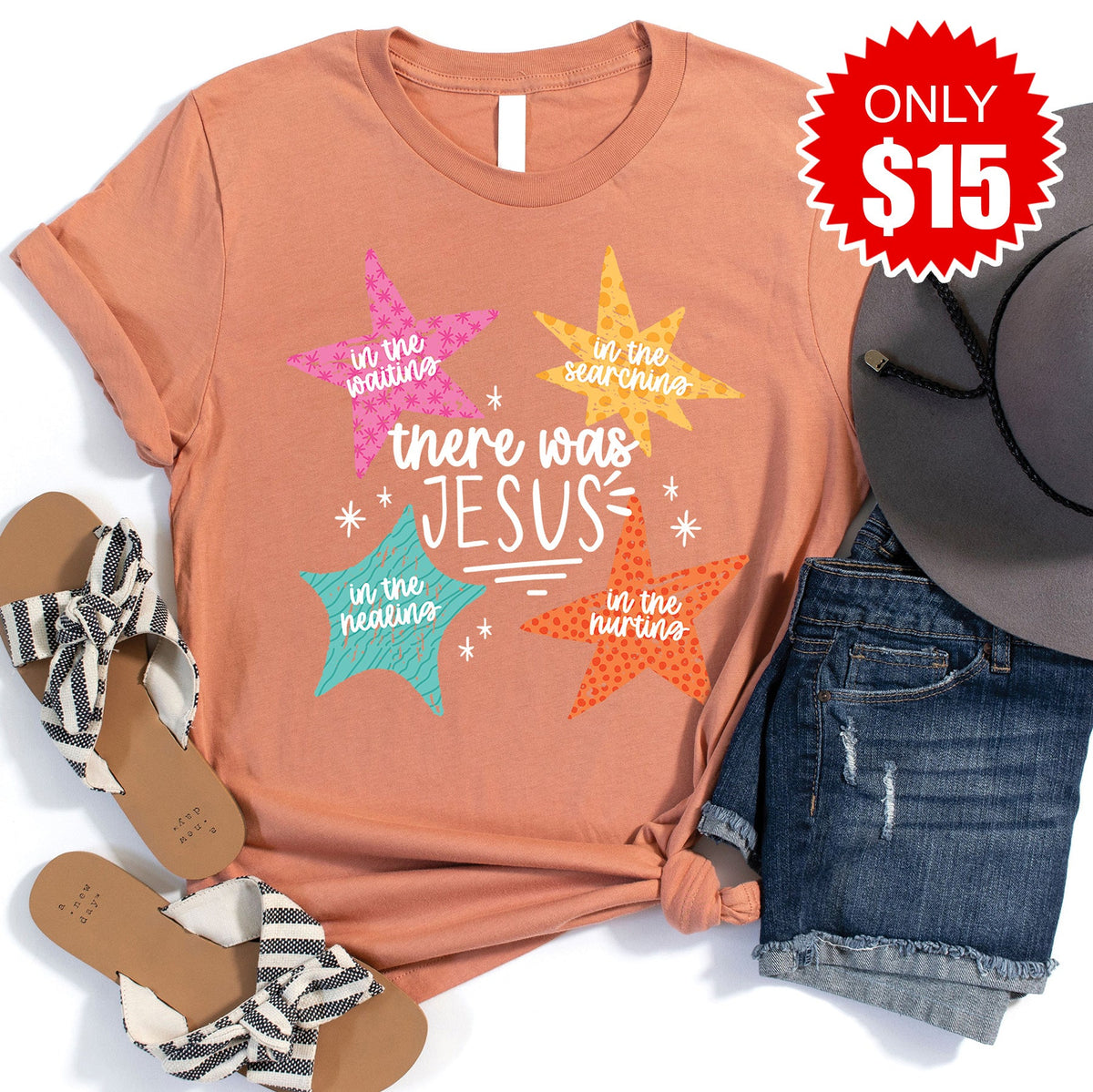 There Was Jesus Tee - Heather Terracotta - 15 product image 1