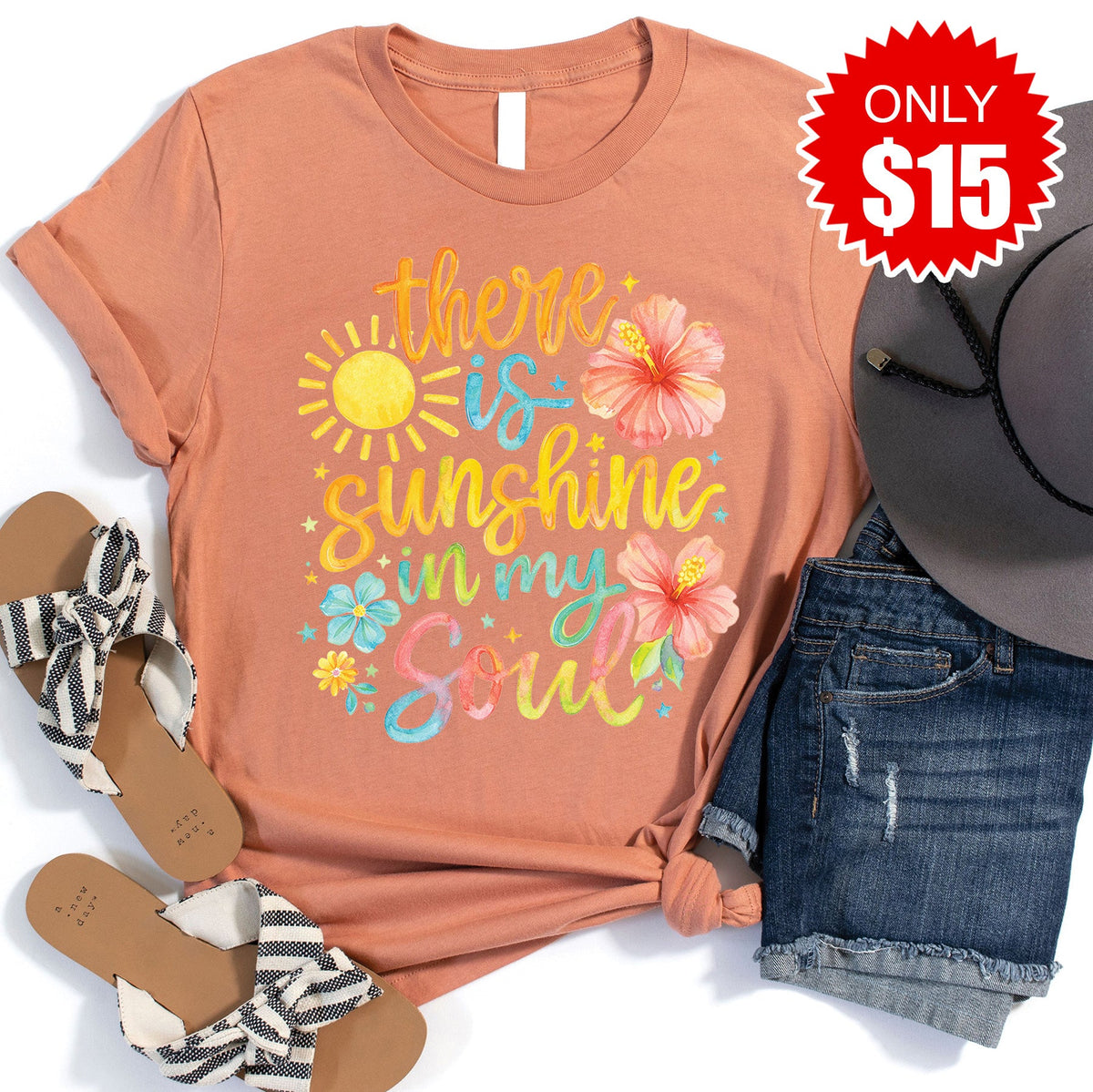 Sunshine In My Soul Tee - Heather Terracotta - 15 product image 1