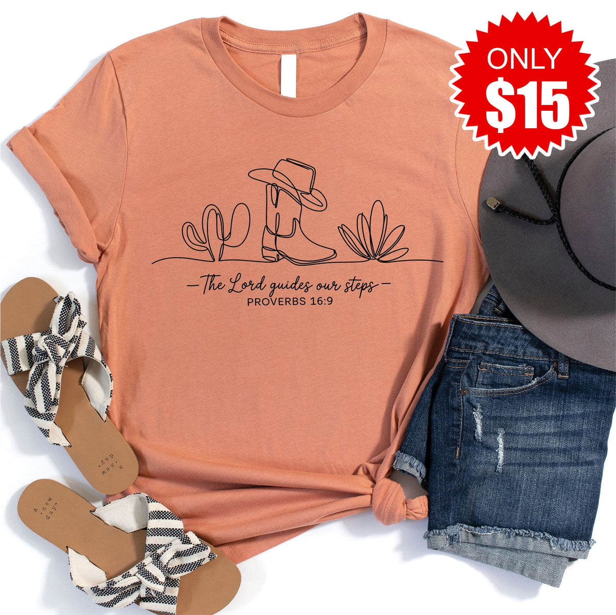 The Lord Guides Our Steps Tee - Heather Terracotta - 15 product image 1