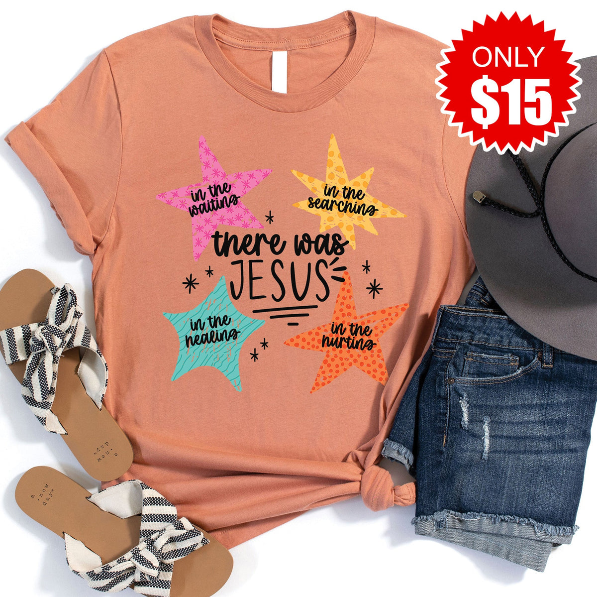 There Was Jesus Tee - Heather Terracotta - 15 product image 1