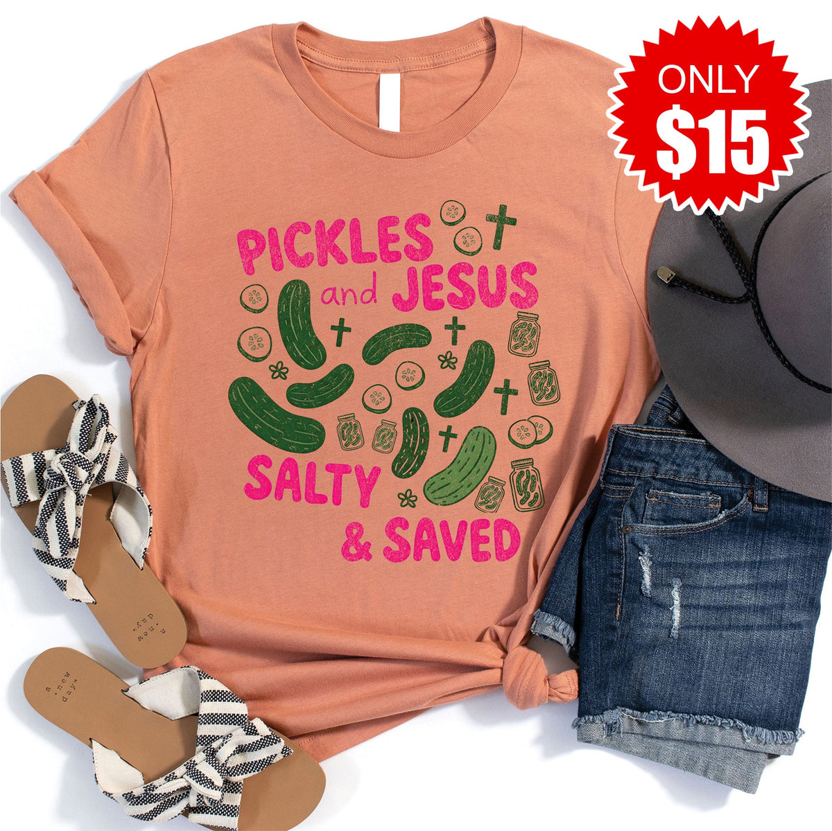 Salty and Saved Tee - Heather Terracotta - 15 product image 1