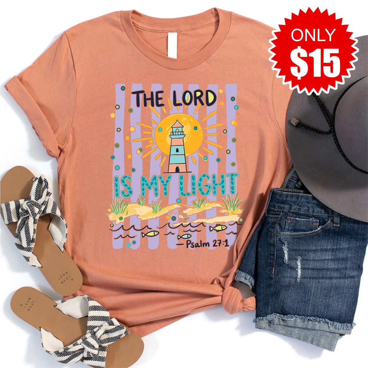 The Lord Is My Light Tee - Heather Terracotta - 15 product image 1