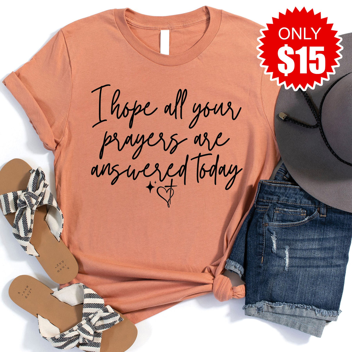 Prayers Tee - Heather Terracotta - 15 product image 1