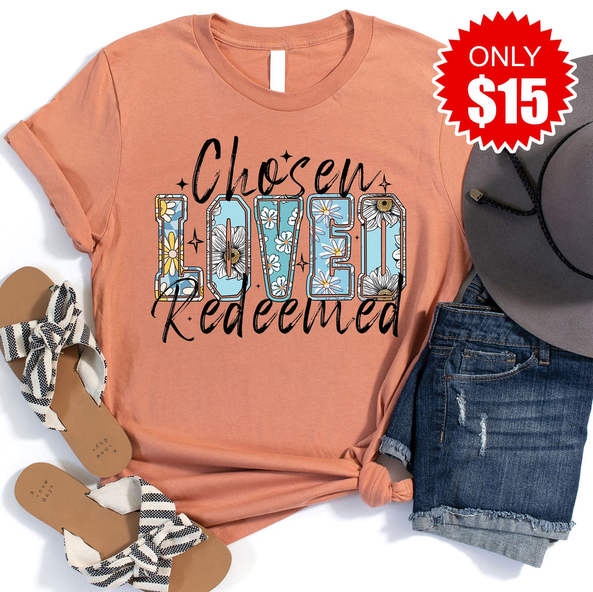 Chosen Loved Redeemed Tee - Heather Terracotta - 15 product image 1