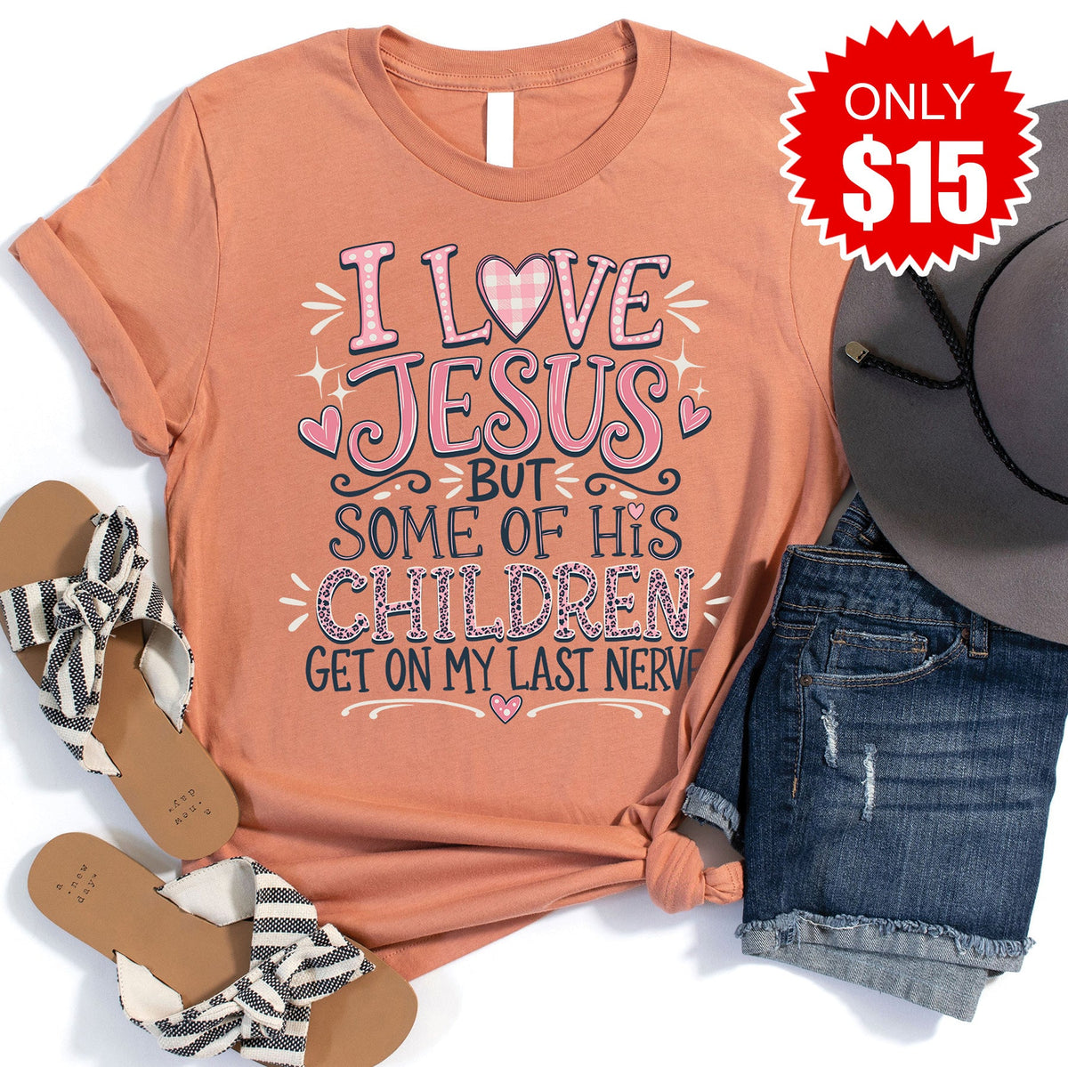 I Love Jesus But Tee - Heather Terracotta - 15 product image 1