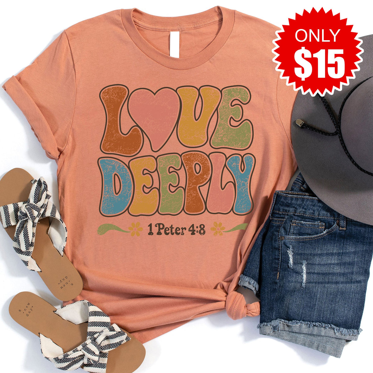 Love Deeply Tee - Heather Terracotta - 15 product image 1