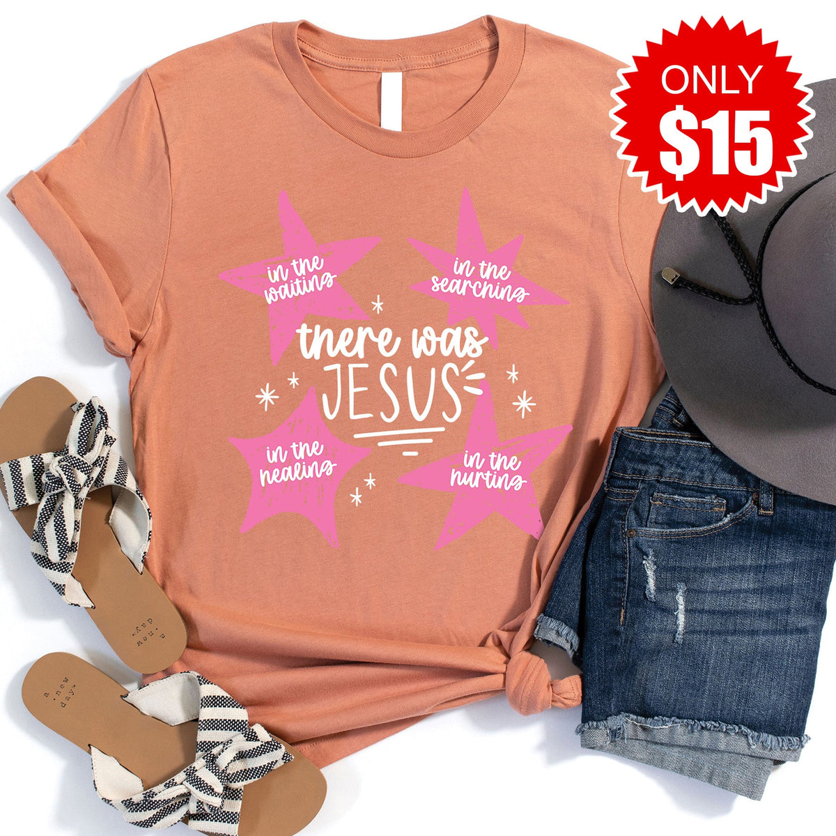 There Was Jesus Tee - Heather Terracotta - 15 product image 1