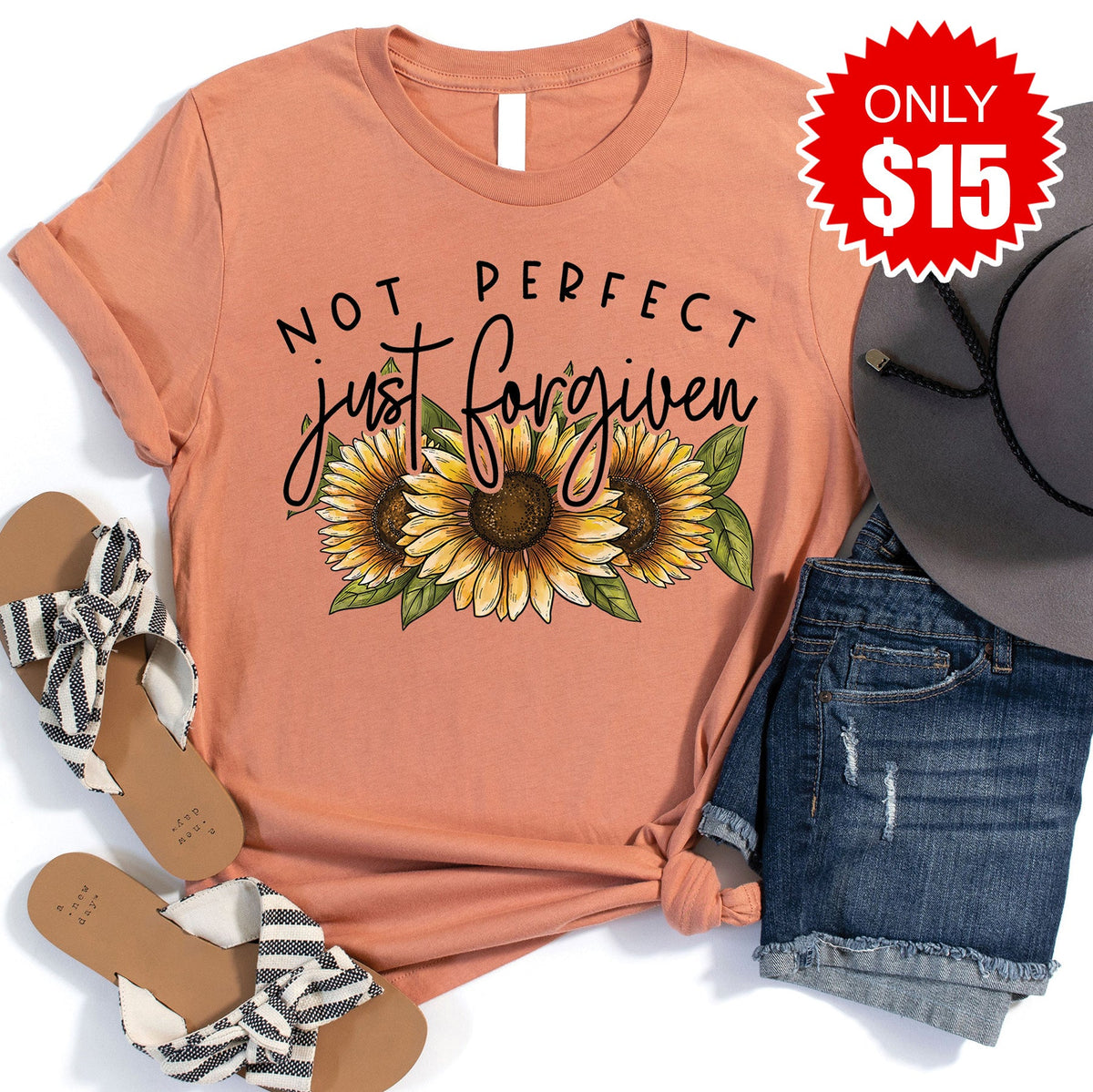 Not Perfect Just Forgiven Tee - Heather Terracotta - 15 product image 1