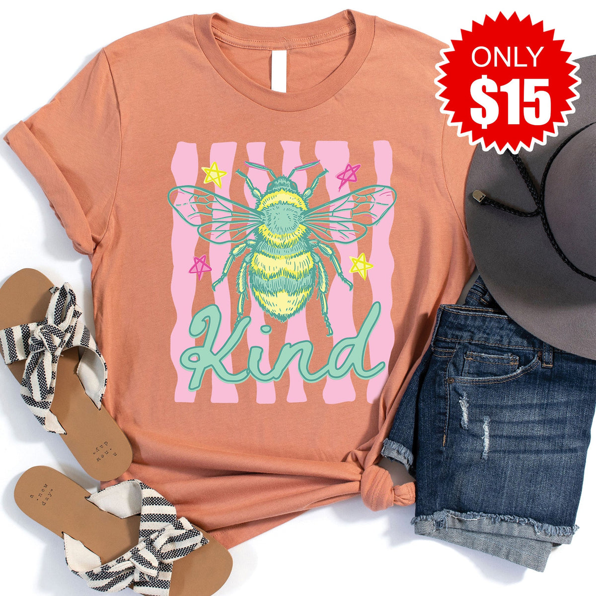 Bee Kind Tee - Heather Terracotta - 15 product image 1