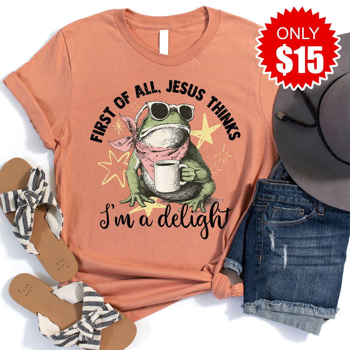 Jesus Thinks I'm a Delight Tee - Heather Terracotta - 15 product image 1