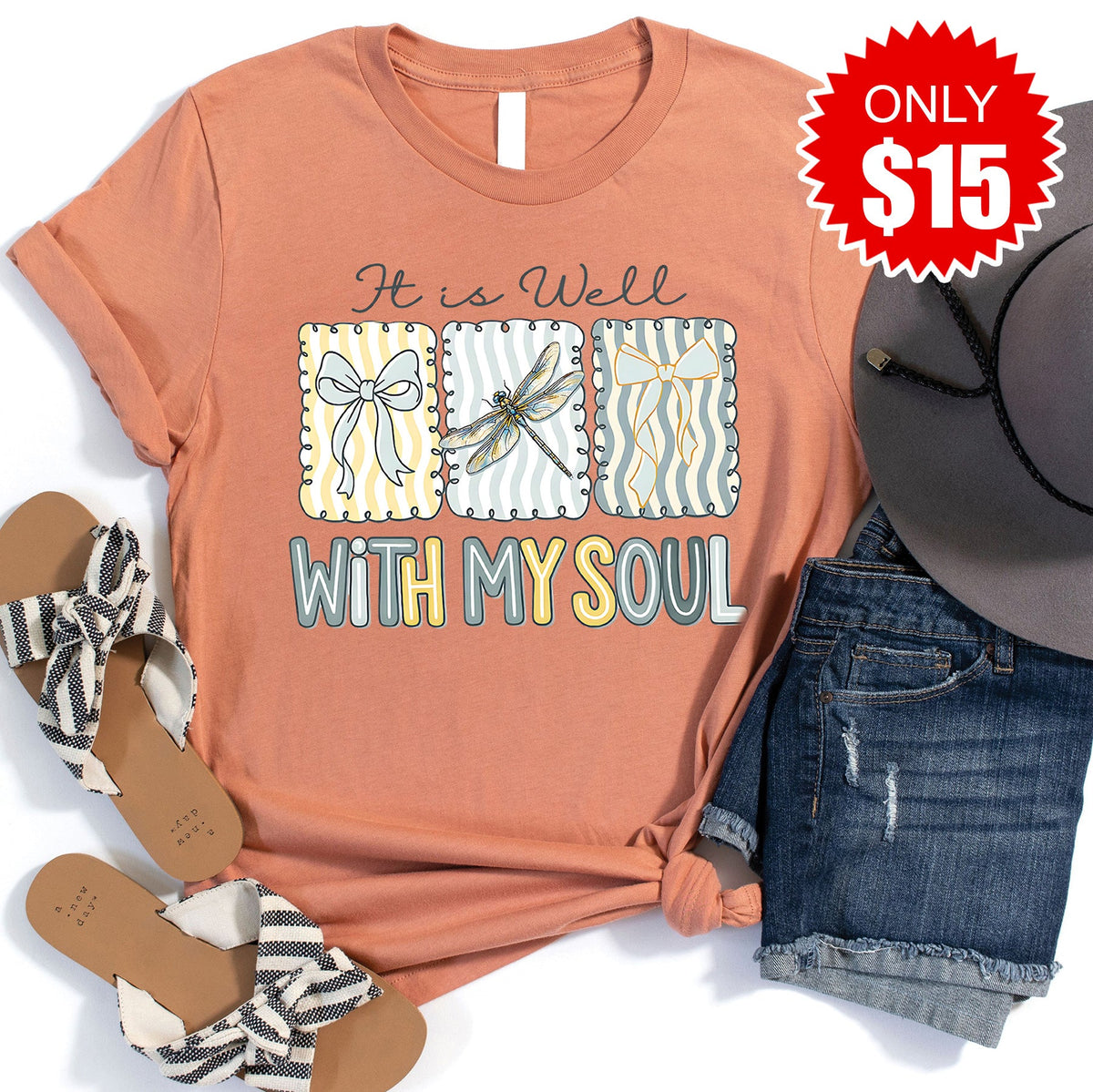 It is Well Dragonfly Tee - Heather Terracotta - 15 product image 1