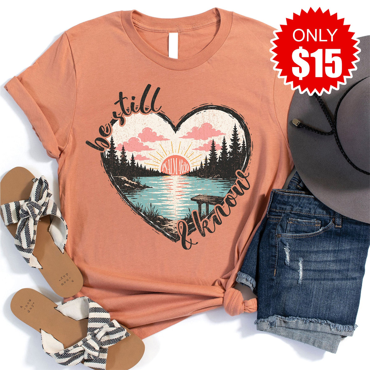 Be Still Lake Tee - Heather Terracotta - 15 product image 1