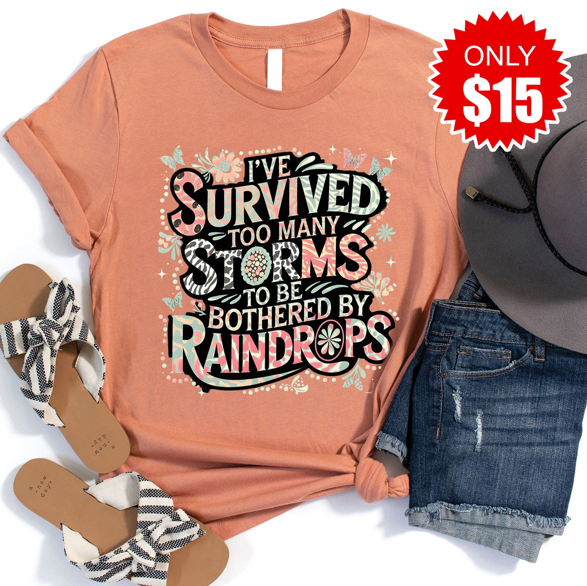 Too Many Storms Tee - Heather Terracotta - 15 product image 1