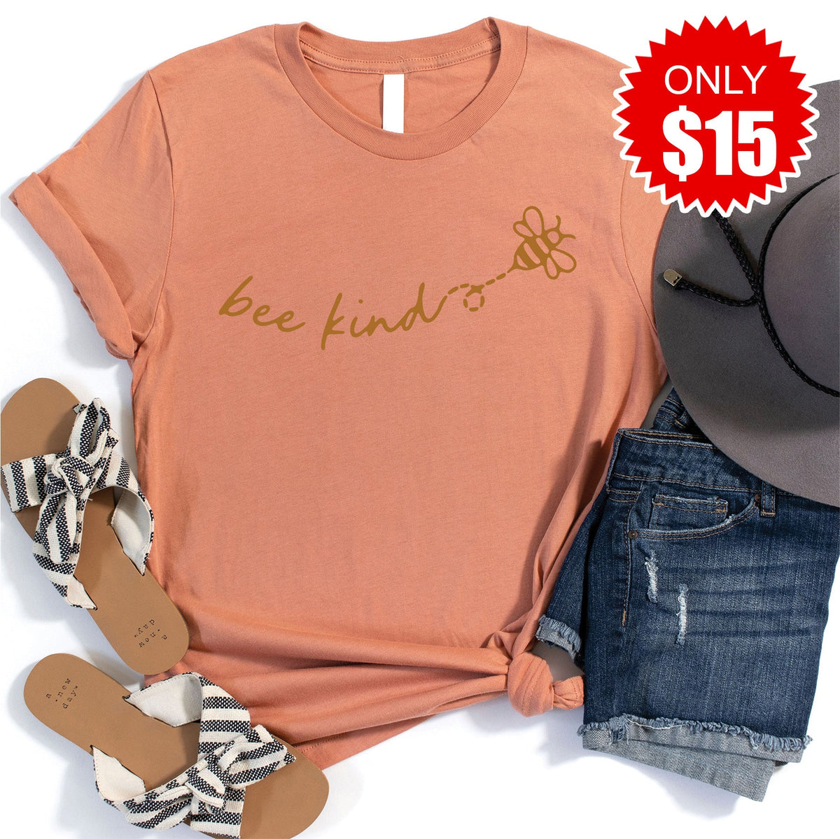 Bee Kind Tee - Heather Terracotta - 15 product image 1