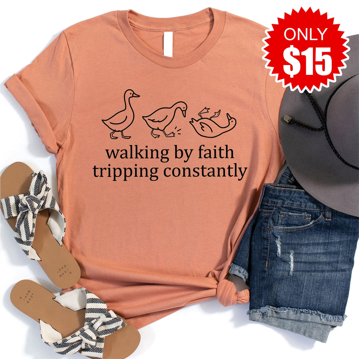 Walking By Faith Tee - Heather Terracotta - 15 product image 1