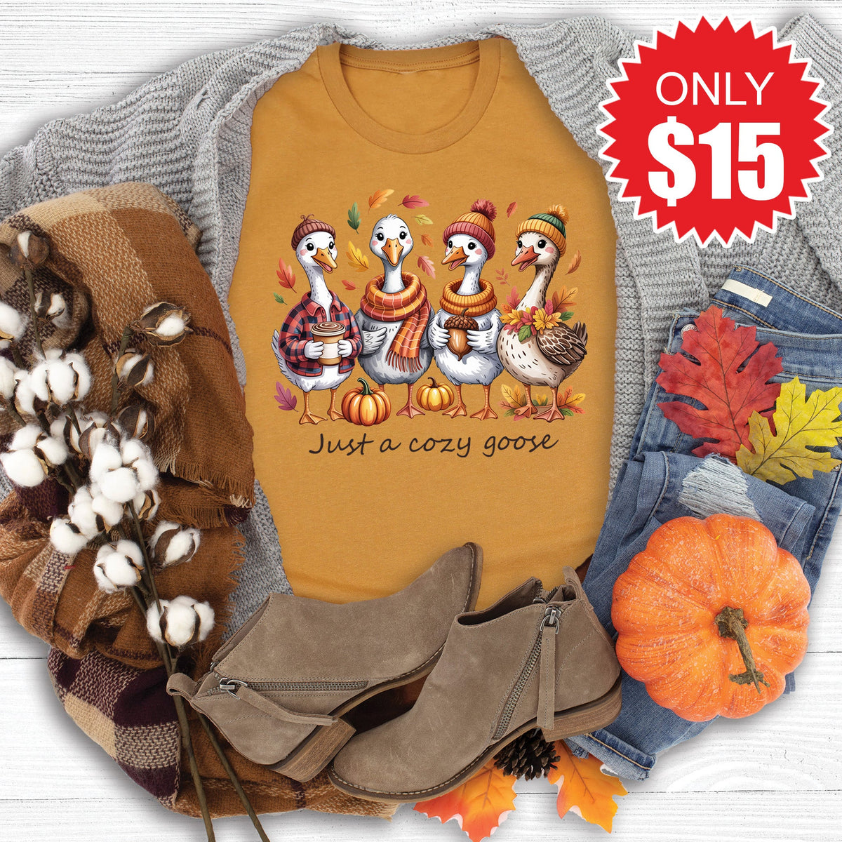 Cozy Goose Tee - Heather Toast - 15 product image 1