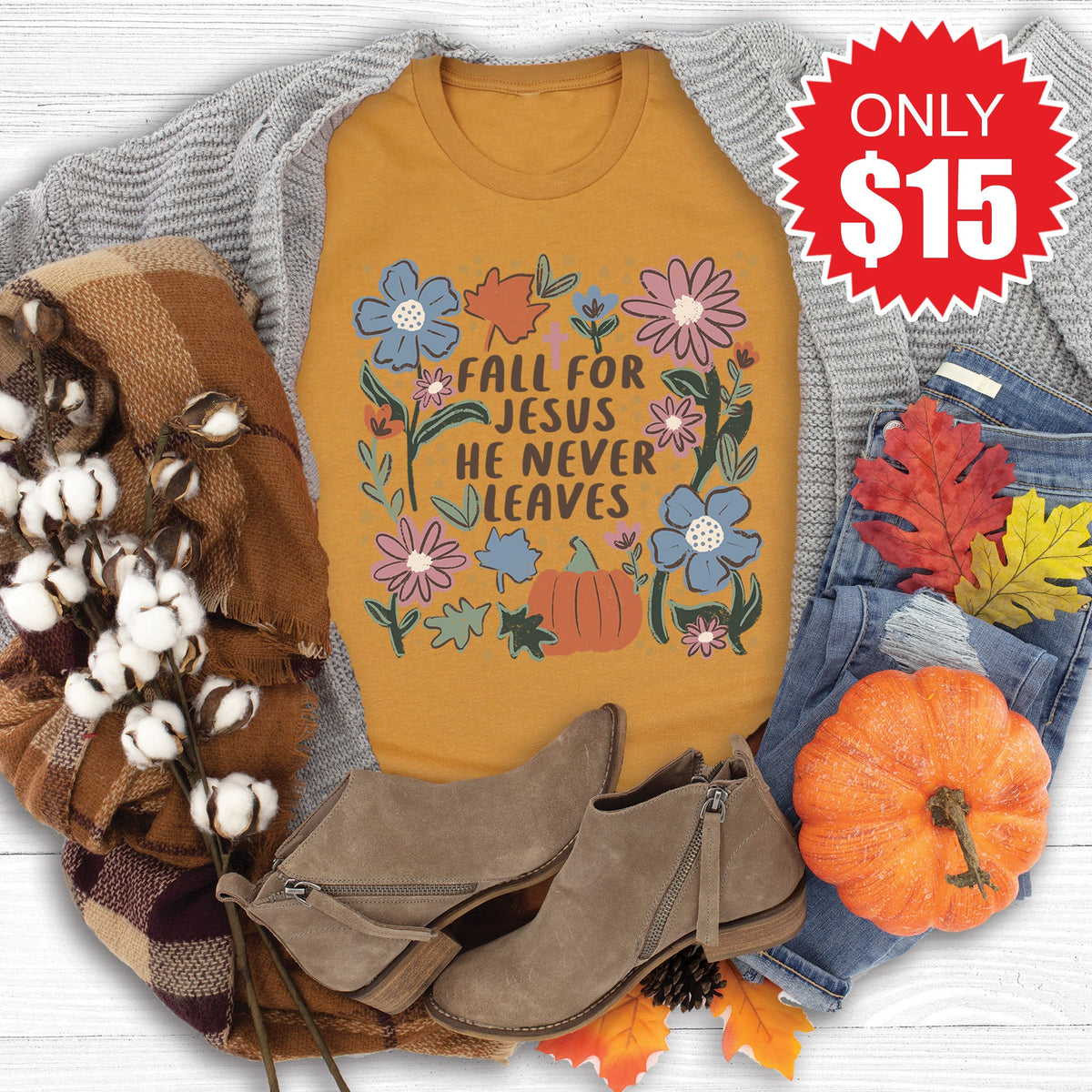 Fall For Jesus Tee - Heather Toast - 15 product image 1