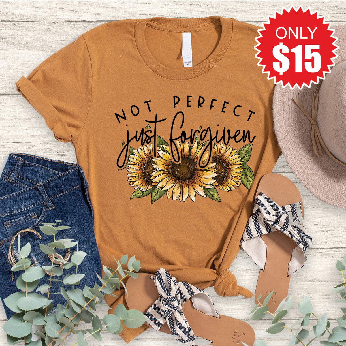Not Perfect Just Forgiven Tee - Heather Toast - 15 product image 1