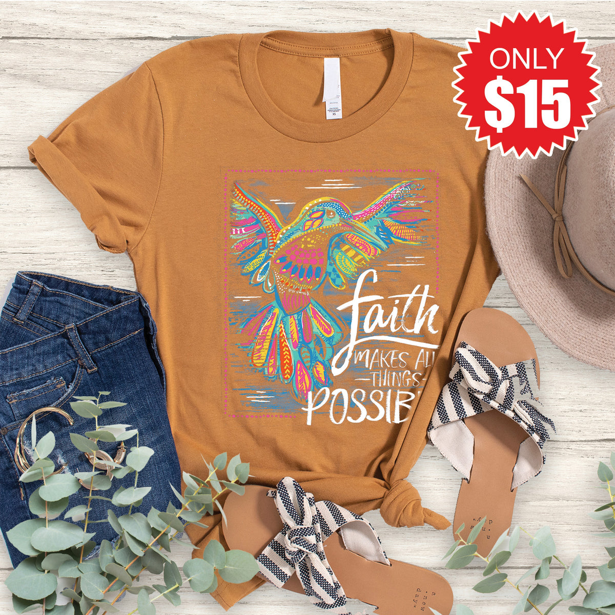 Faith Hummingbird Tee - Heather Toast - 15 product image 1