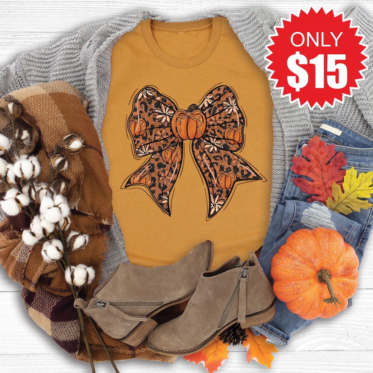 Pumpkin Bow Tee - Heather Toast - 15 product image 1