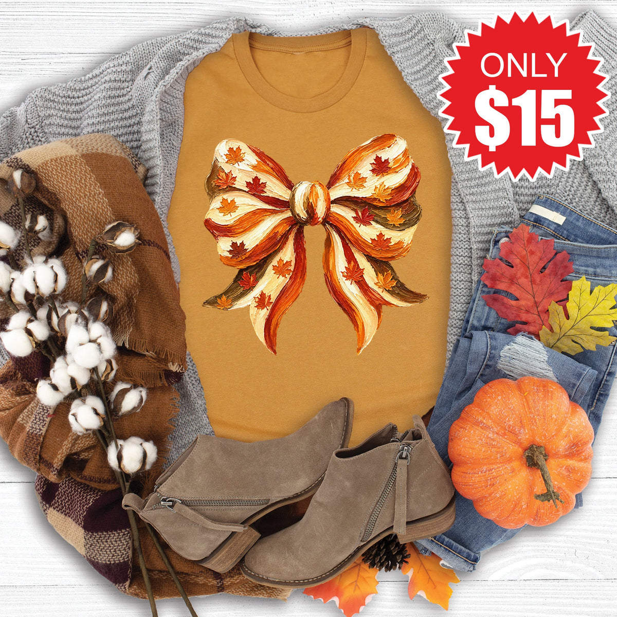 Fall Bow Tee - Heather Toast - 15 product image 1