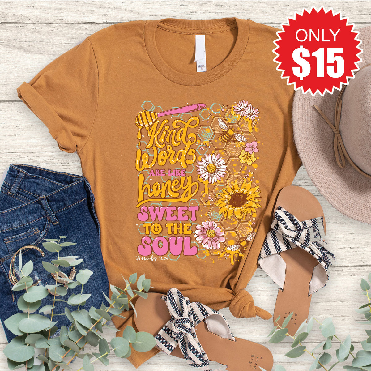 Kind Words Are Like Honey Tee - Heather Toast - 15 product image 1
