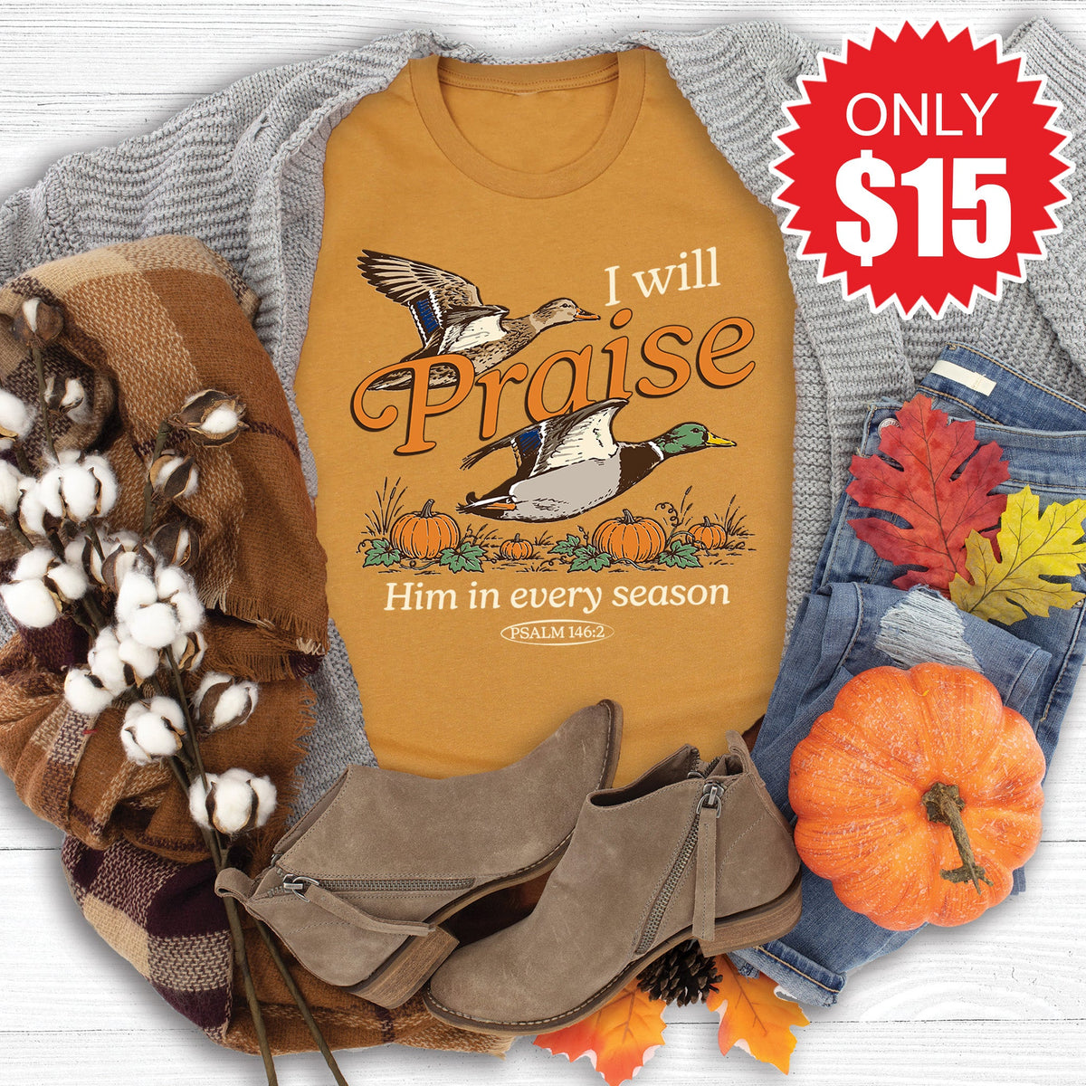 I Will Praise Him Tee - Heather Toast - 15 product image 1