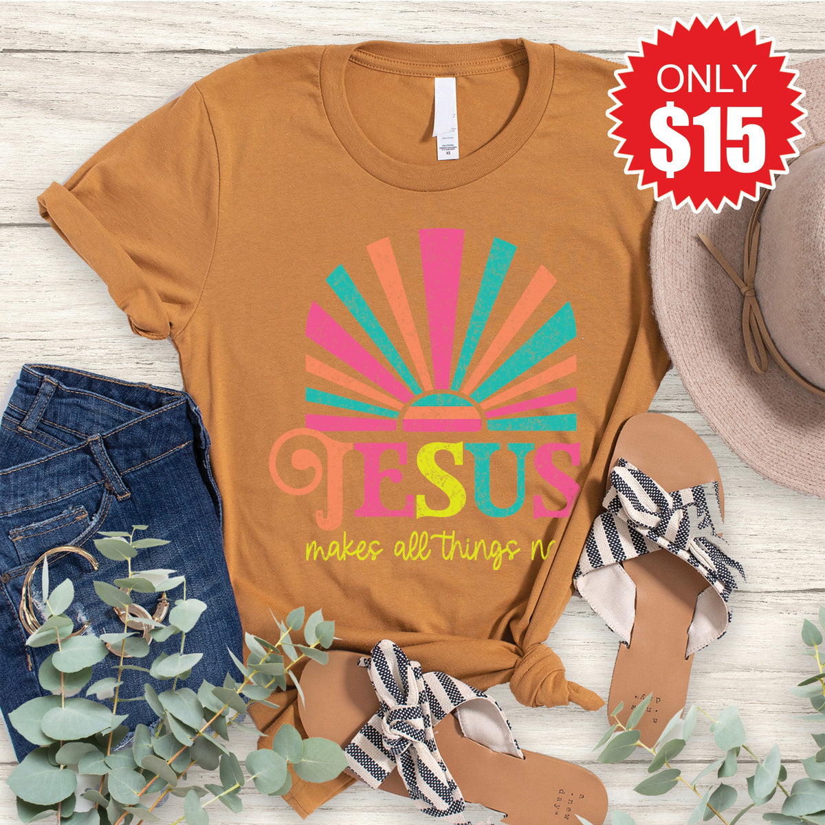 Jesus Makes All Things New Tee - Heather Toast - 15 product image 1