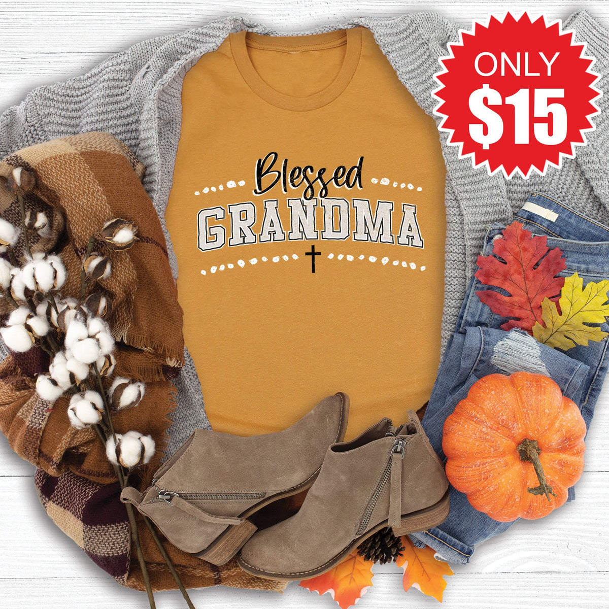 Blessed Grandma Tee - Heather Toast - 15 product image 1