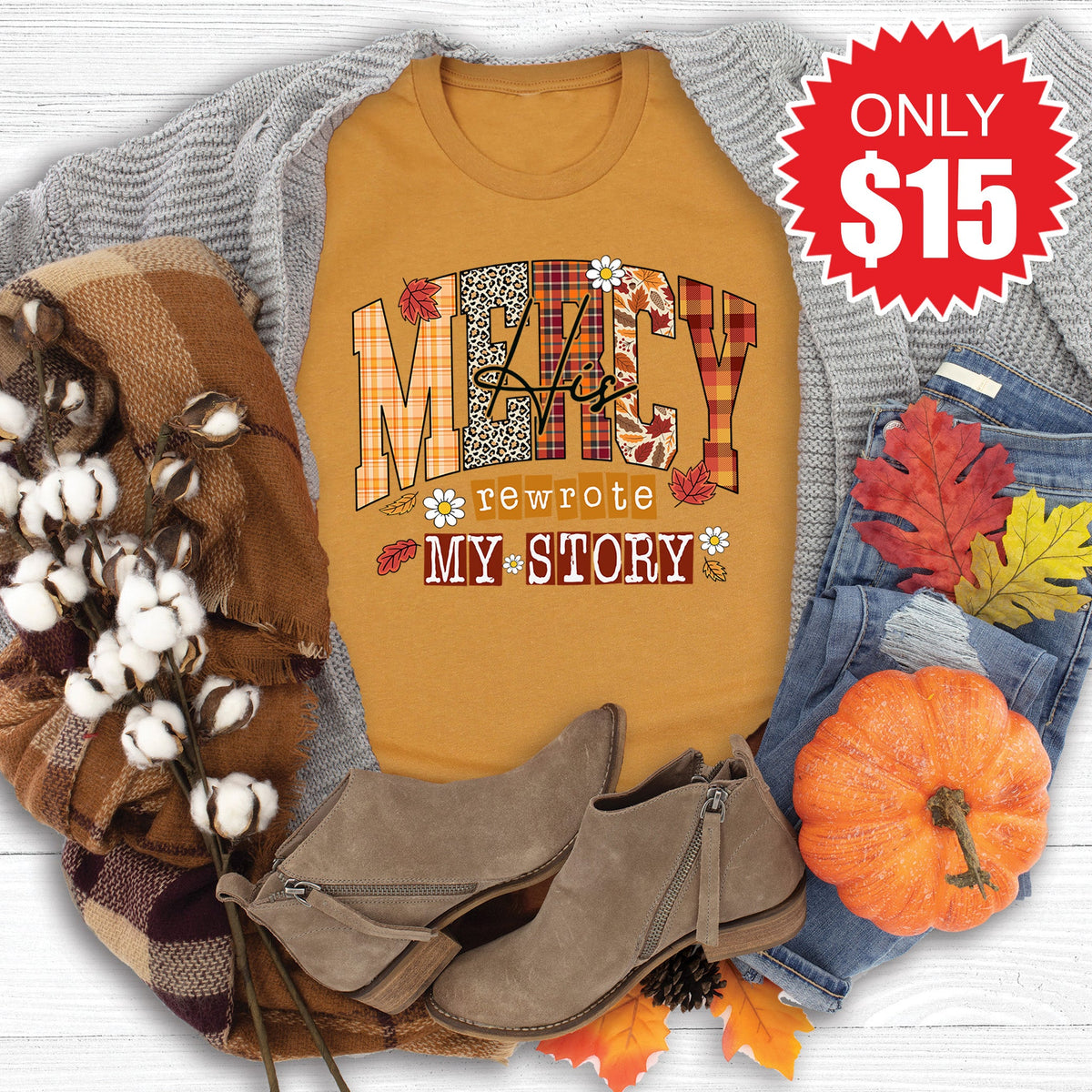 His Mercy Tee - Heather Toast - 15 product image 1