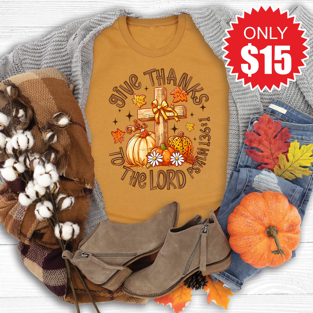 Give Thanks Tee - Heather Toast - 15 product image 1
