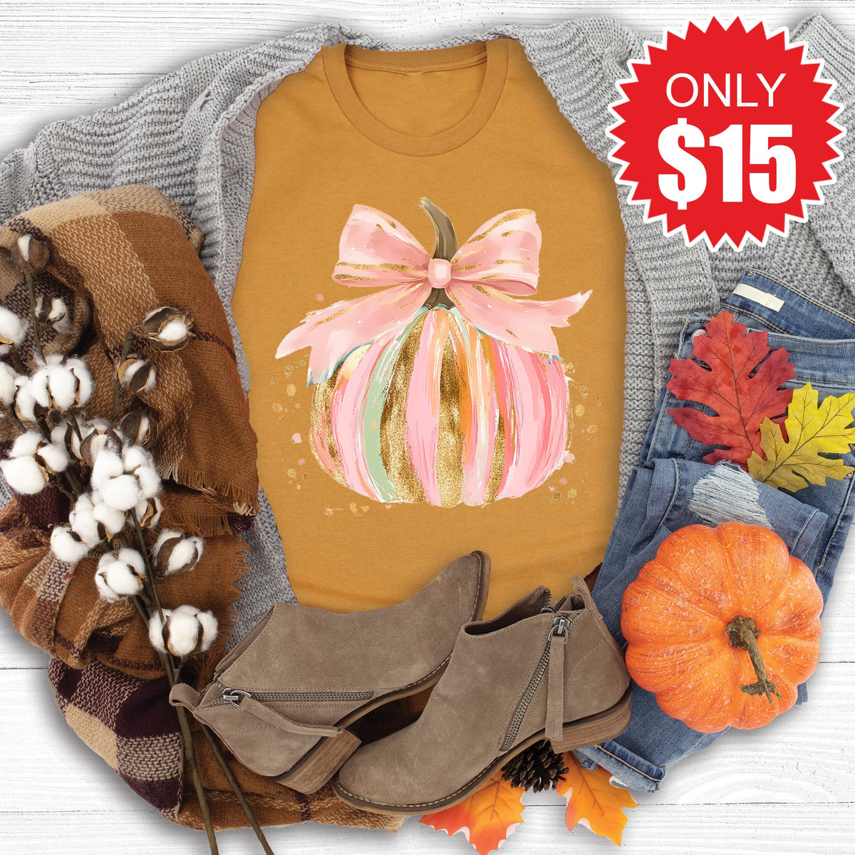 Pink Pumpkin Tee - Heather Toast - 15 product image 1