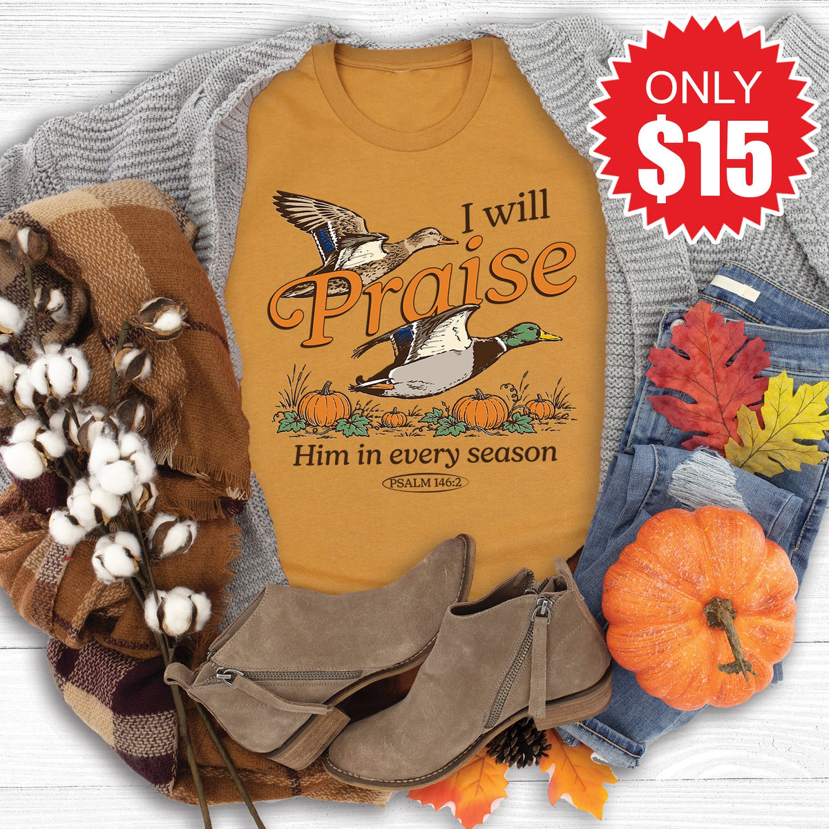 I Will Praise Him Tee - Heather Toast - 15 product image 1