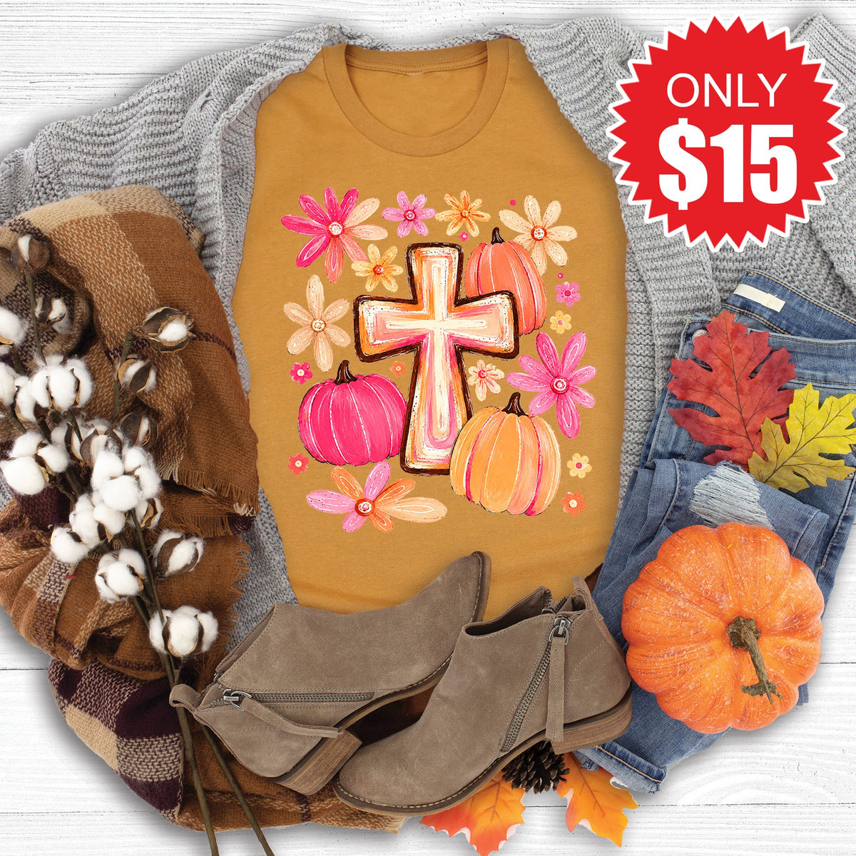 Cross Fall Tee - Heather Toast - 15 product image 1