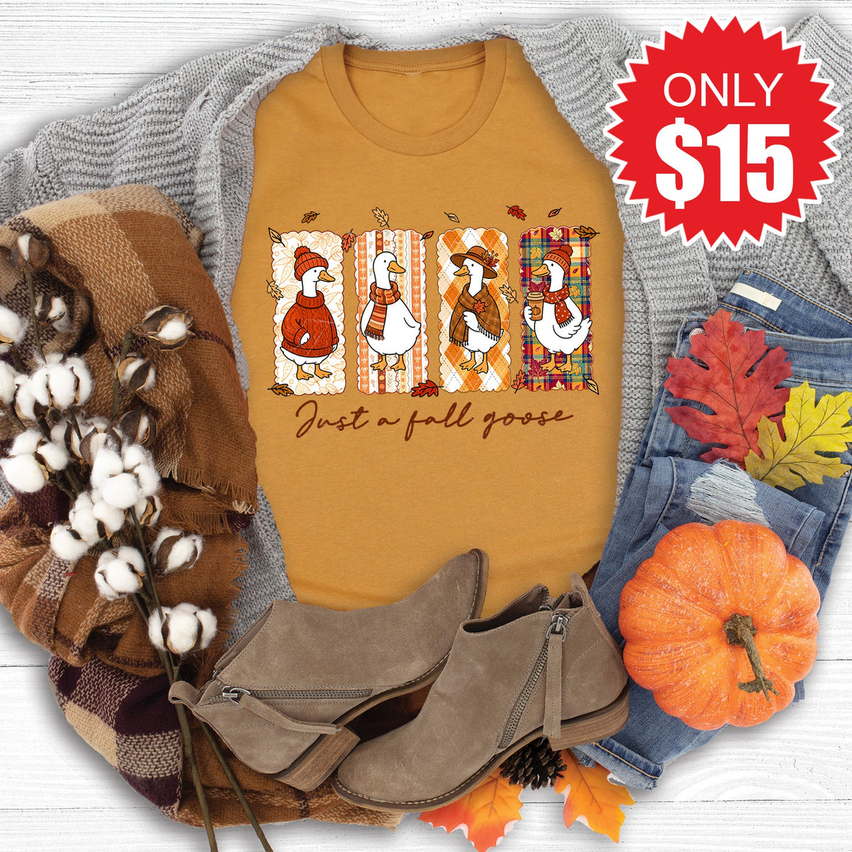Fall Goose Tee - Heather Toast - 15 product image 1