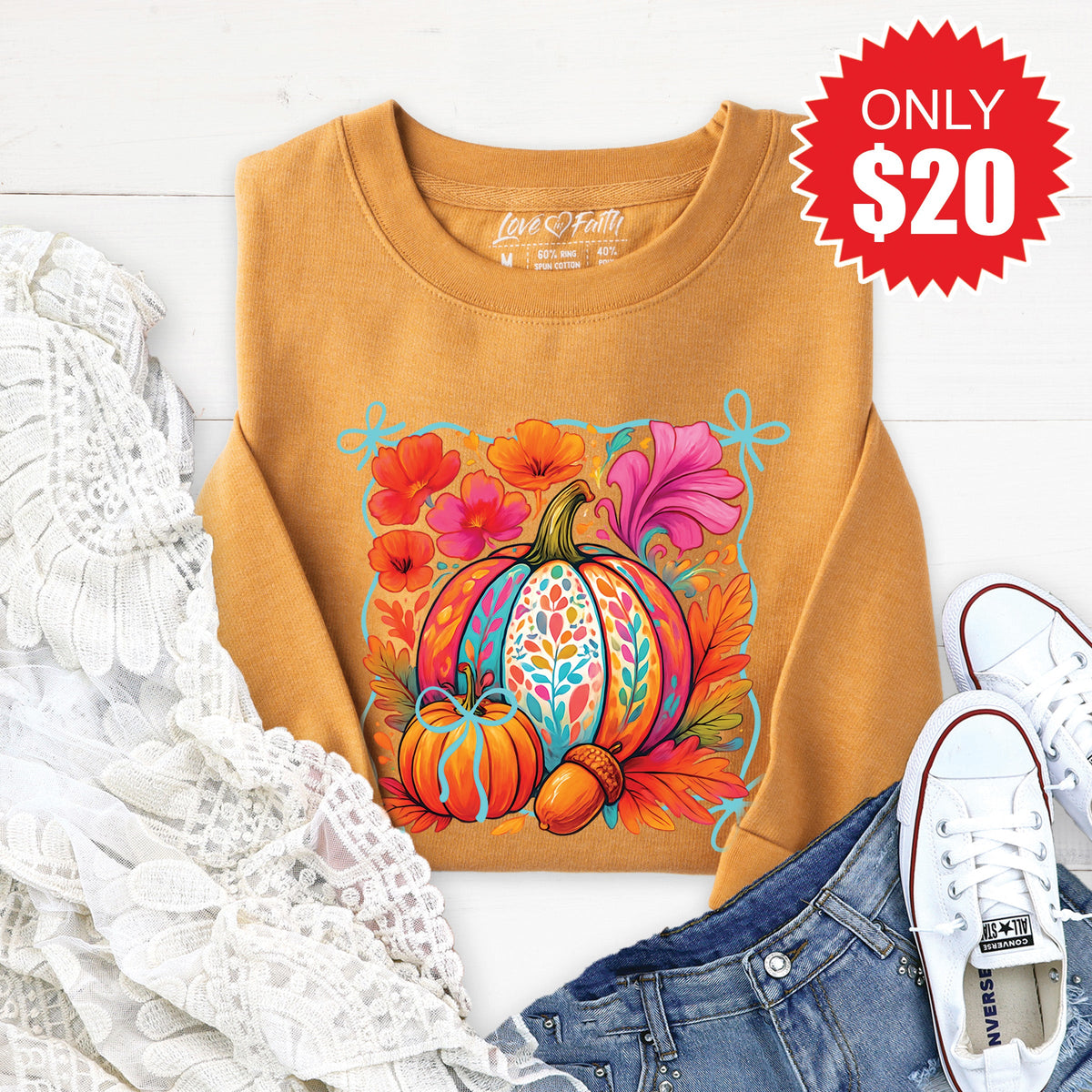 Pumpkins Sweatshirt - Heather Toast - 20 product image 1