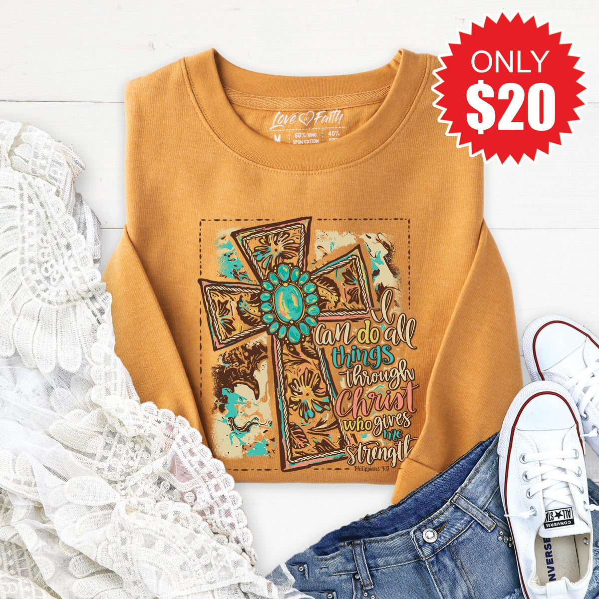 Through Christ Sweatshirt - Heather Toast - 20 product image 1