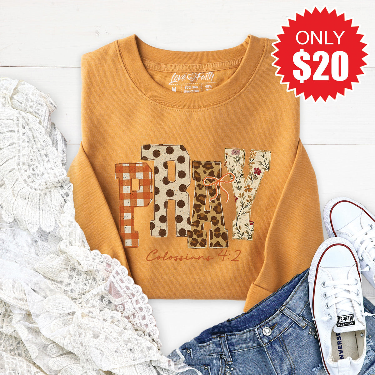 Pray Sweatshirt - Heather Toast - 20 product image 1