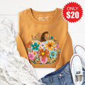 Pumpkin Boho Floral Sweatshirt - Heather Toast - 20 product image 1