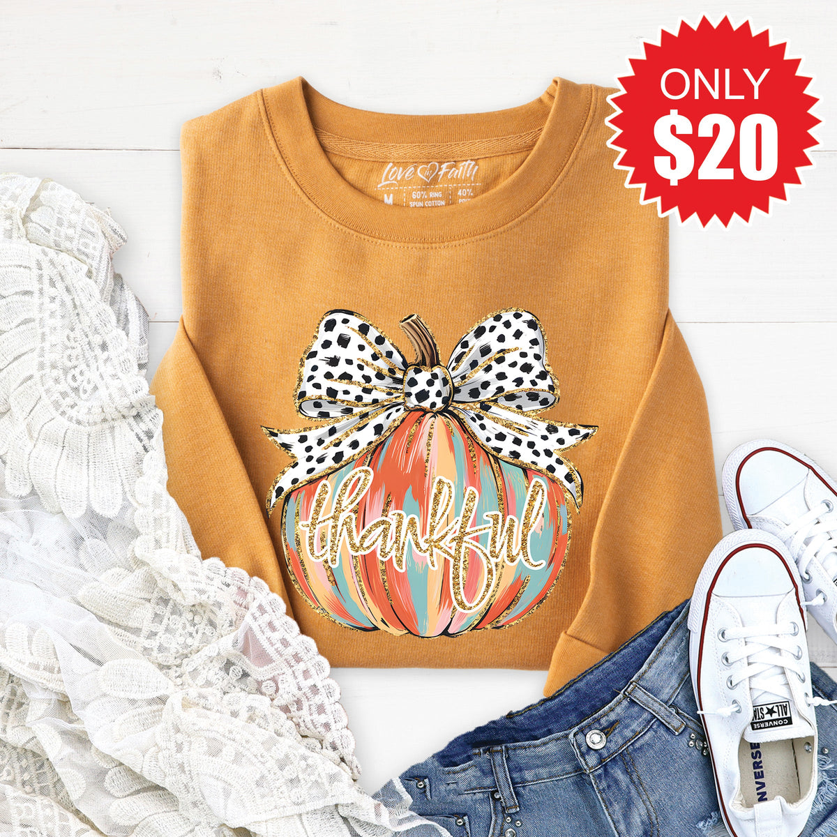 Thankful Sweatshirt - Heather Toast - 20 product image 1