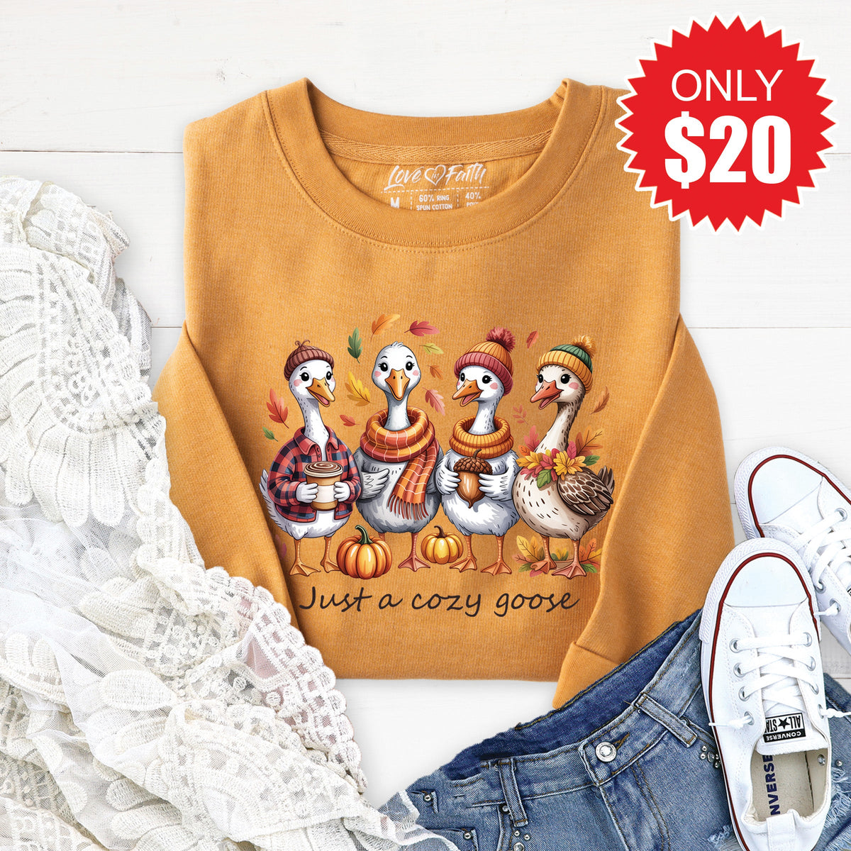Cozy Goose Sweatshirt - Heather Toast - 20 product image 1