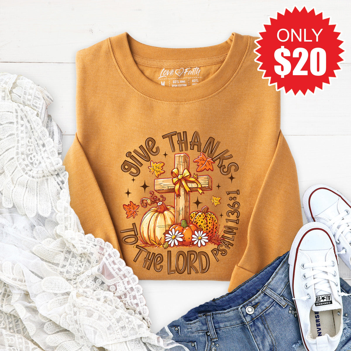 Give Thanks Sweatshirt - Heather Toast - 20 product image 1