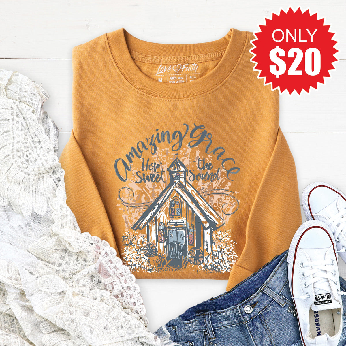 Amazing Grace Sweatshirt - Heather Toast - 20 product image 1