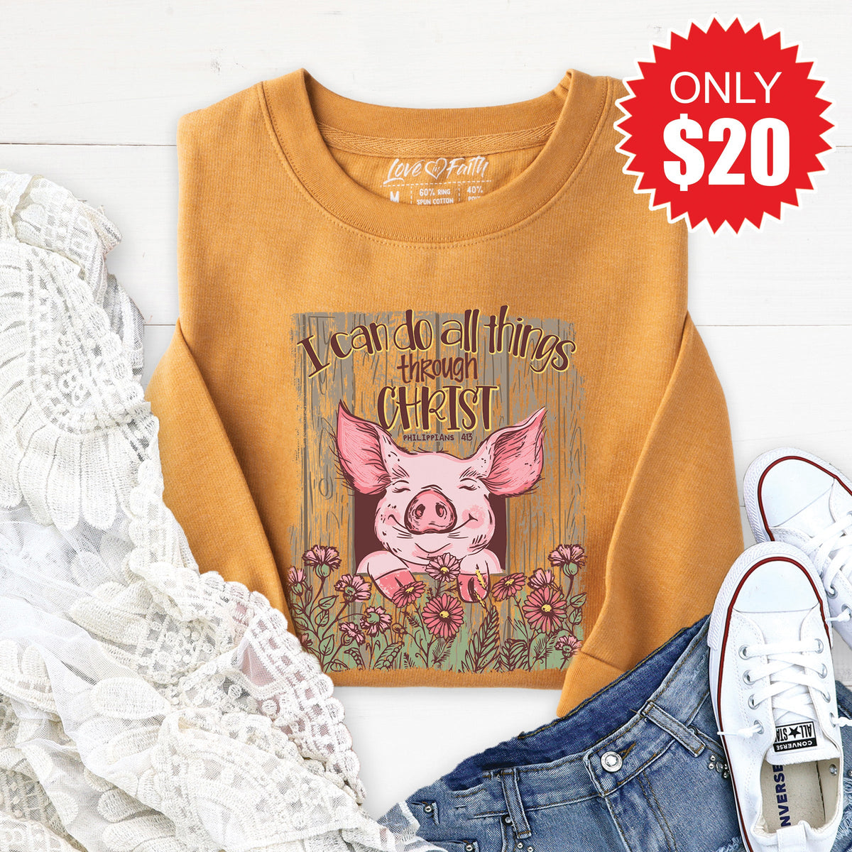 I Can Do All Things Sweatshirt - Heather Toast - 20 product image 1